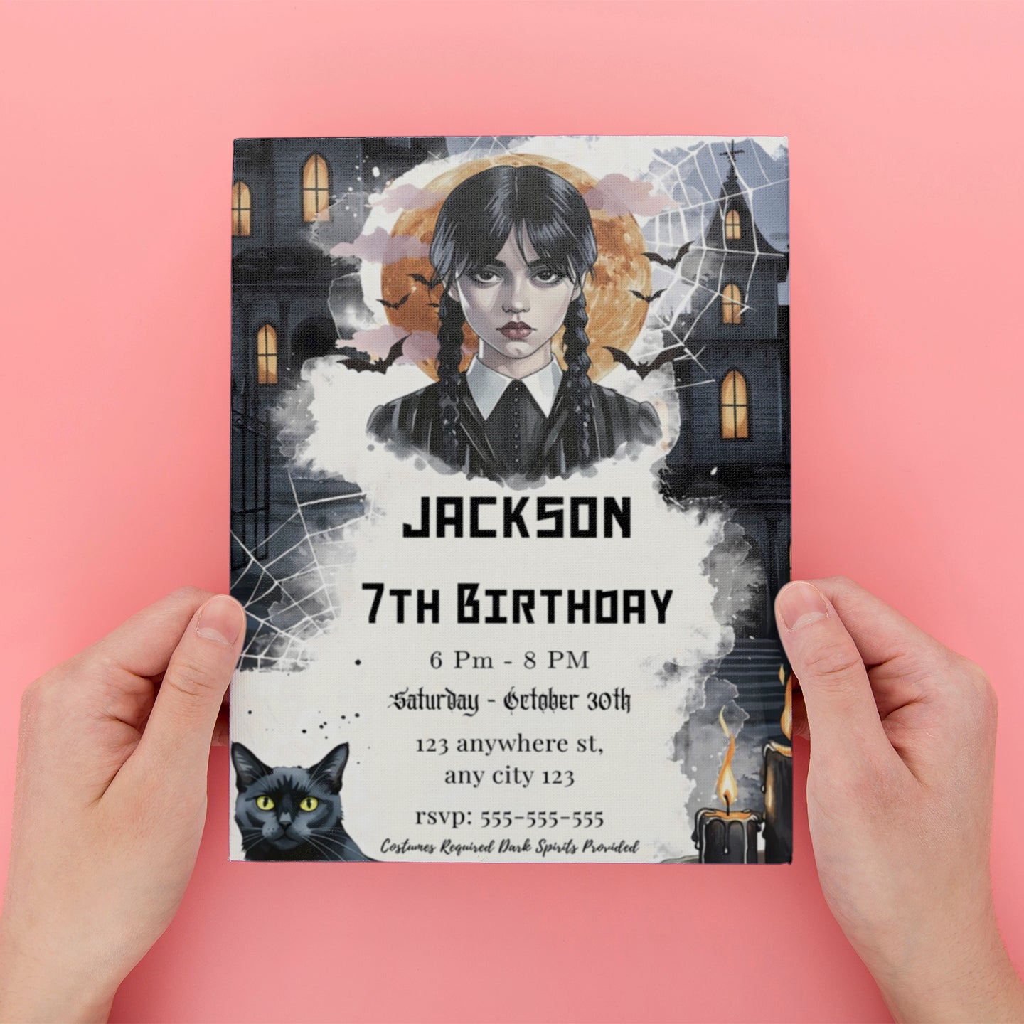 Editable Wednesday Birthday Invitation Template - CreativeRino