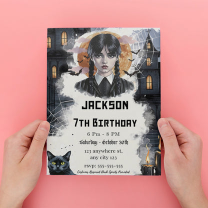 Editable Wednesday Birthday Invitation Template - CreativeRino