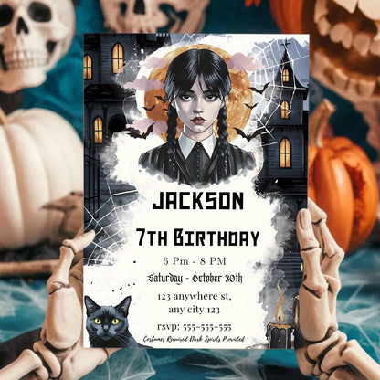 Editable Wednesday Birthday Invitation Template - CreativeRino