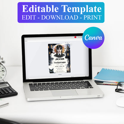 Editable Wednesday Birthday Invitation Template - CreativeRino