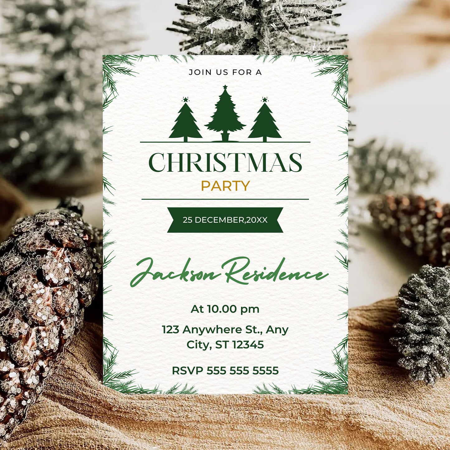 Christmas Party Invitation Template | Christmas Tree Party Invite