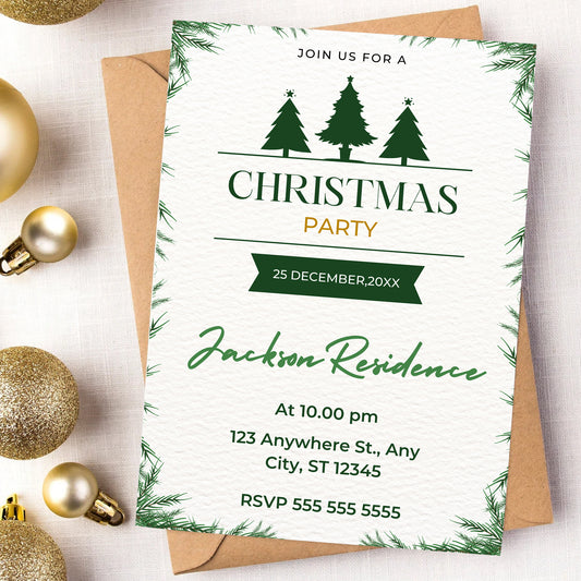 Christmas Party Invitation Template | Christmas Tree Party Invite