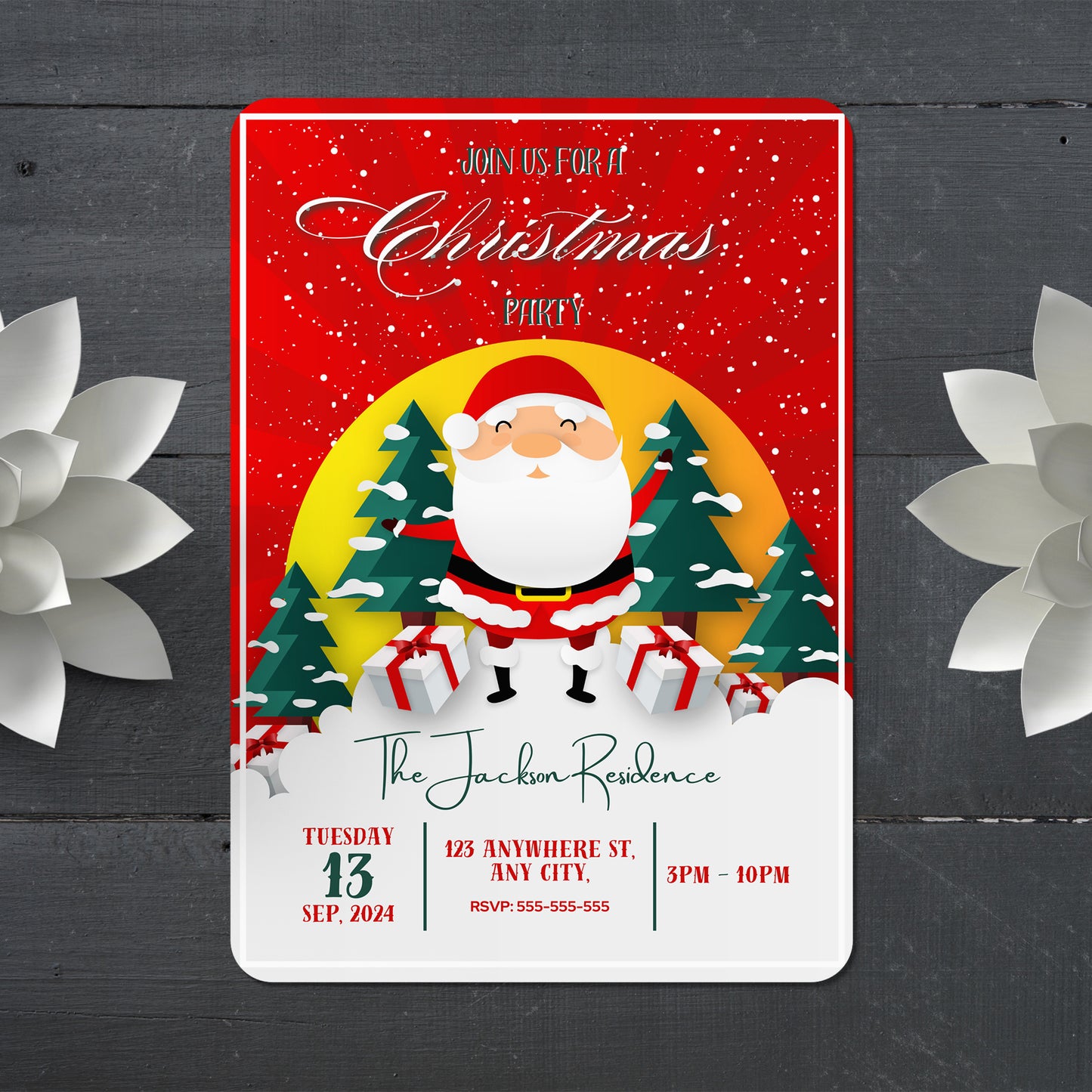 Santa Claus Christmas Party Invitation Template | Santa Christmas Party Invite