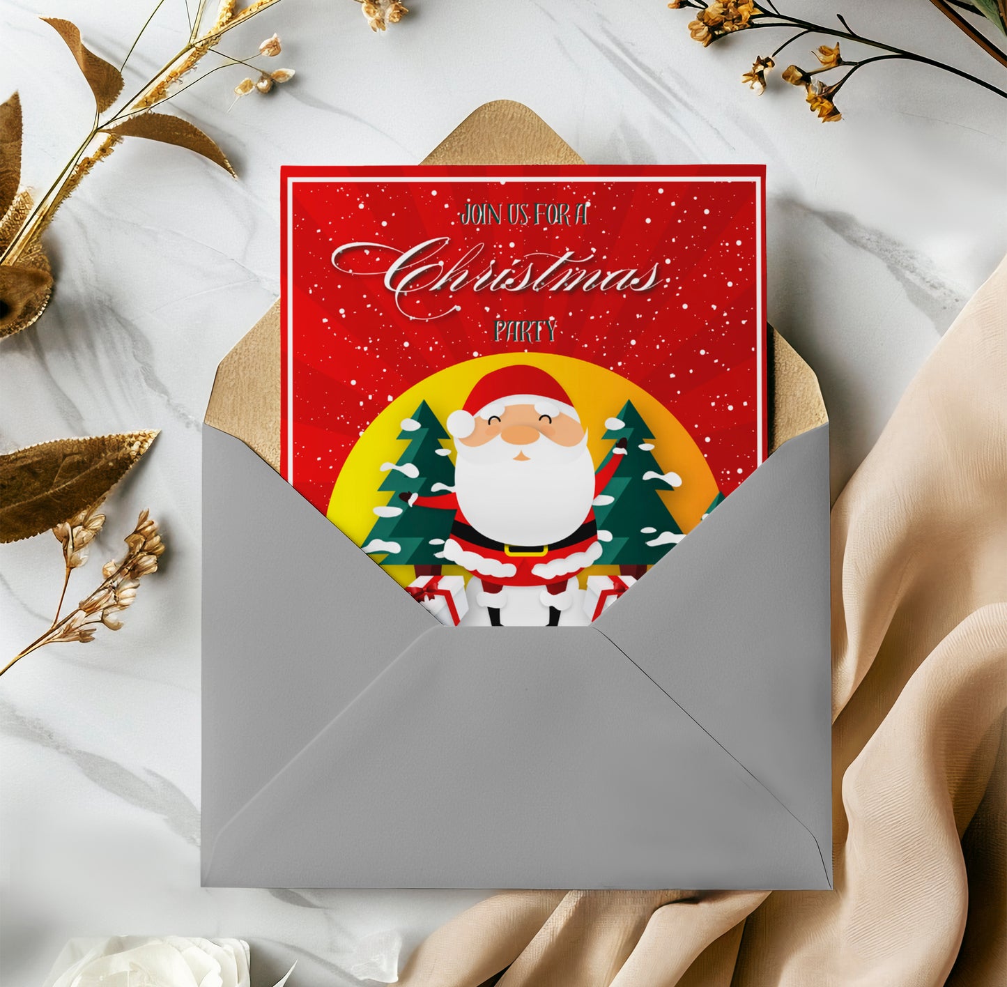 Santa Claus Christmas Party Invitation Template | Santa Christmas Party Invite