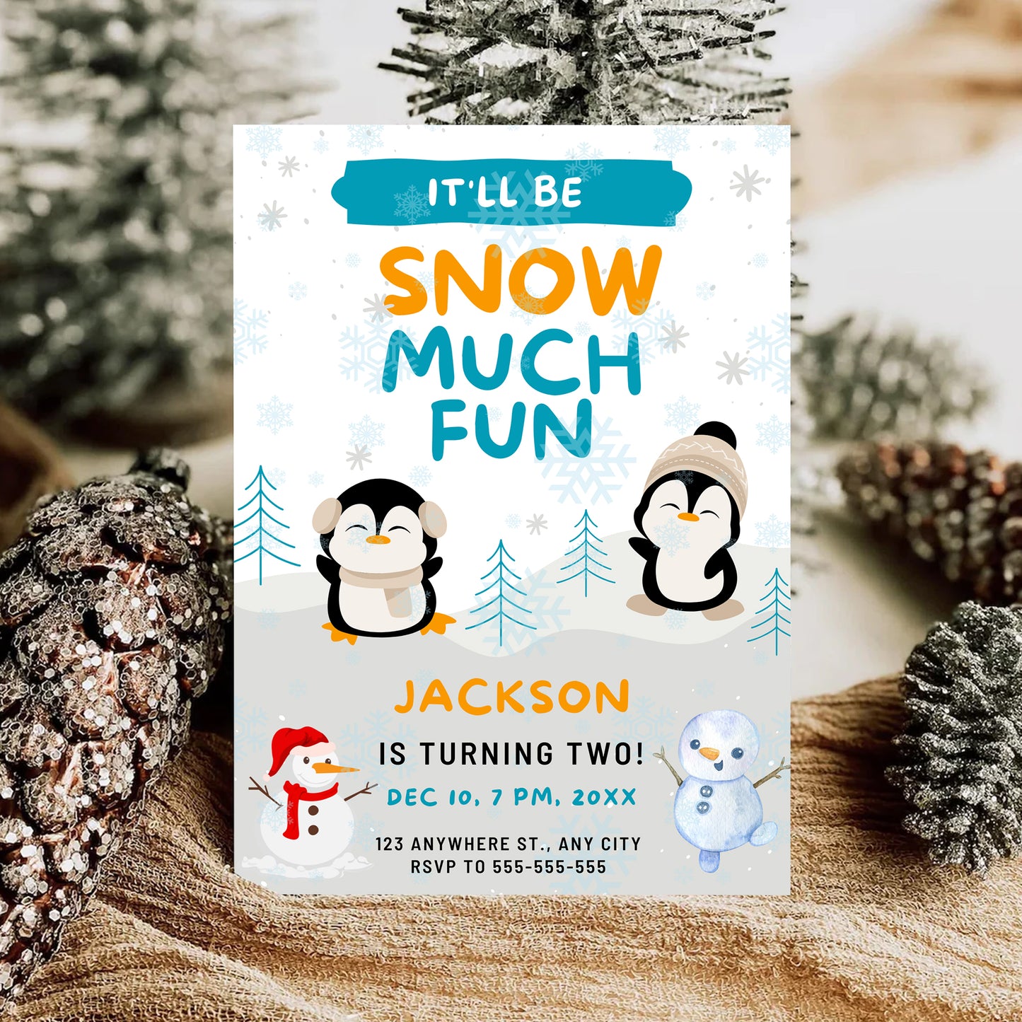 Snow Much Fun Birthday Invitation Template | Snowman Birthday Invite