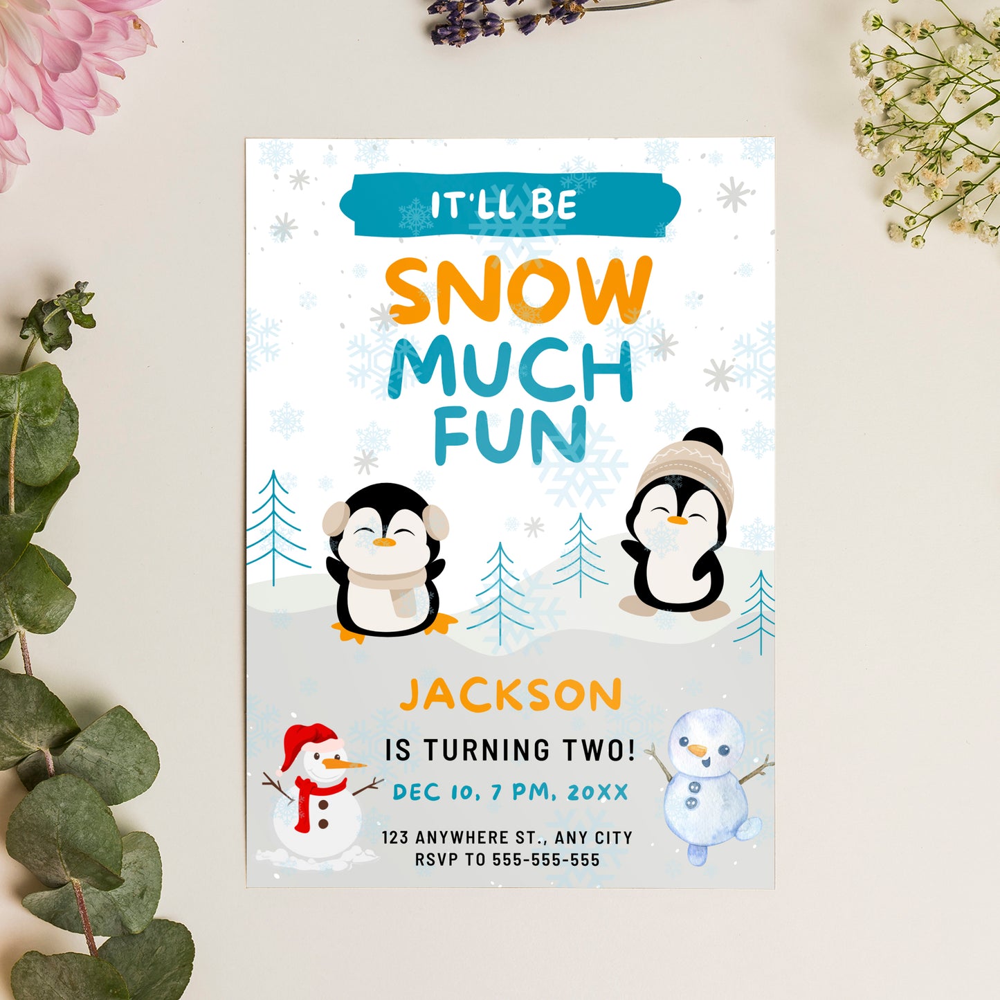 Snow Much Fun Birthday Invitation Template | Snowman Birthday Invite