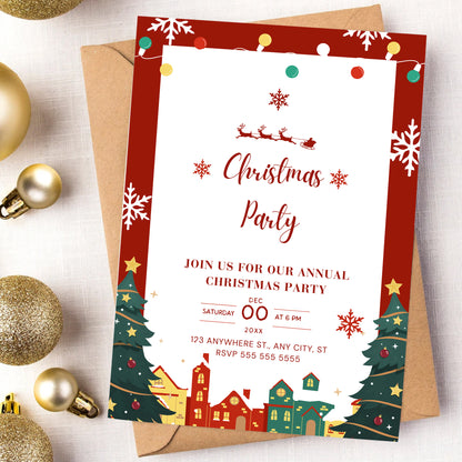 Christmas Party Invitation Template | Christmas Holiday Party Invite - CreativeRino