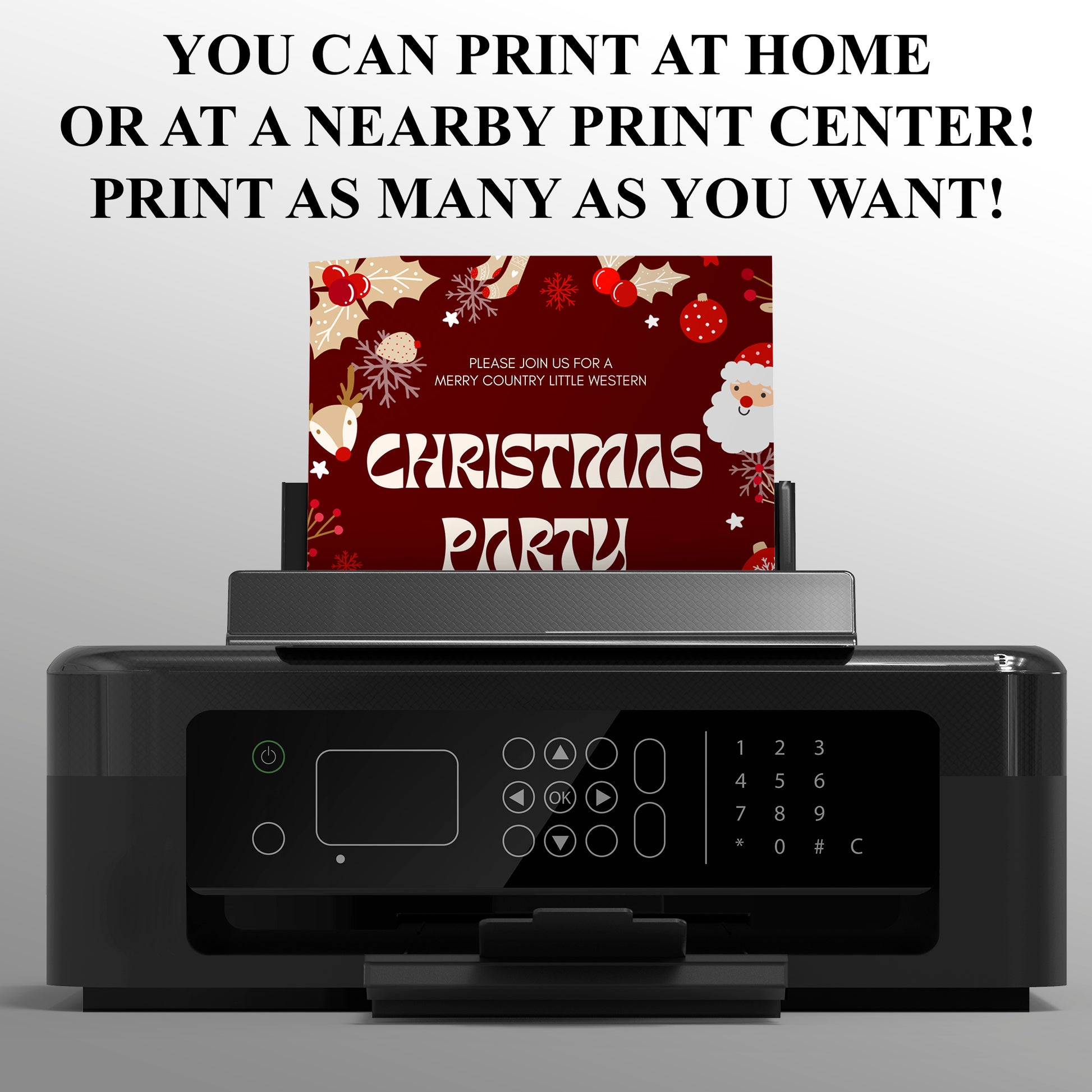Red Christmas Party Invitation Template - CreativeRino
