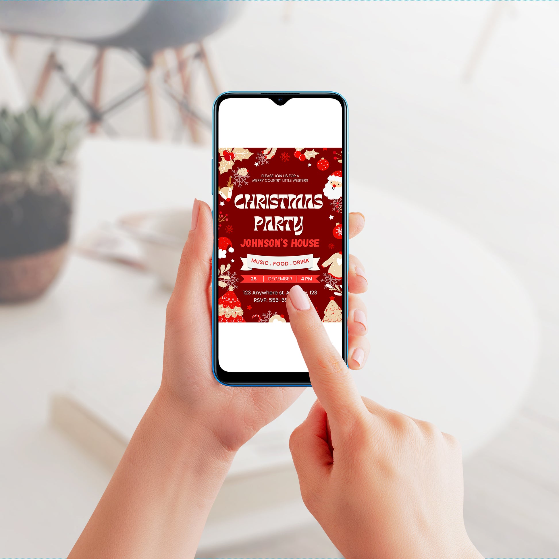 Red Christmas Party Invitation Template - CreativeRino