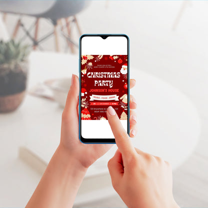 Red Christmas Party Invitation Template - CreativeRino