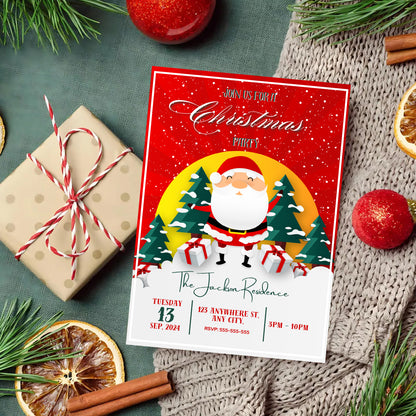 Santa Claus Christmas Party Invitation Template | Santa Christmas Party Invite - CreativeRino