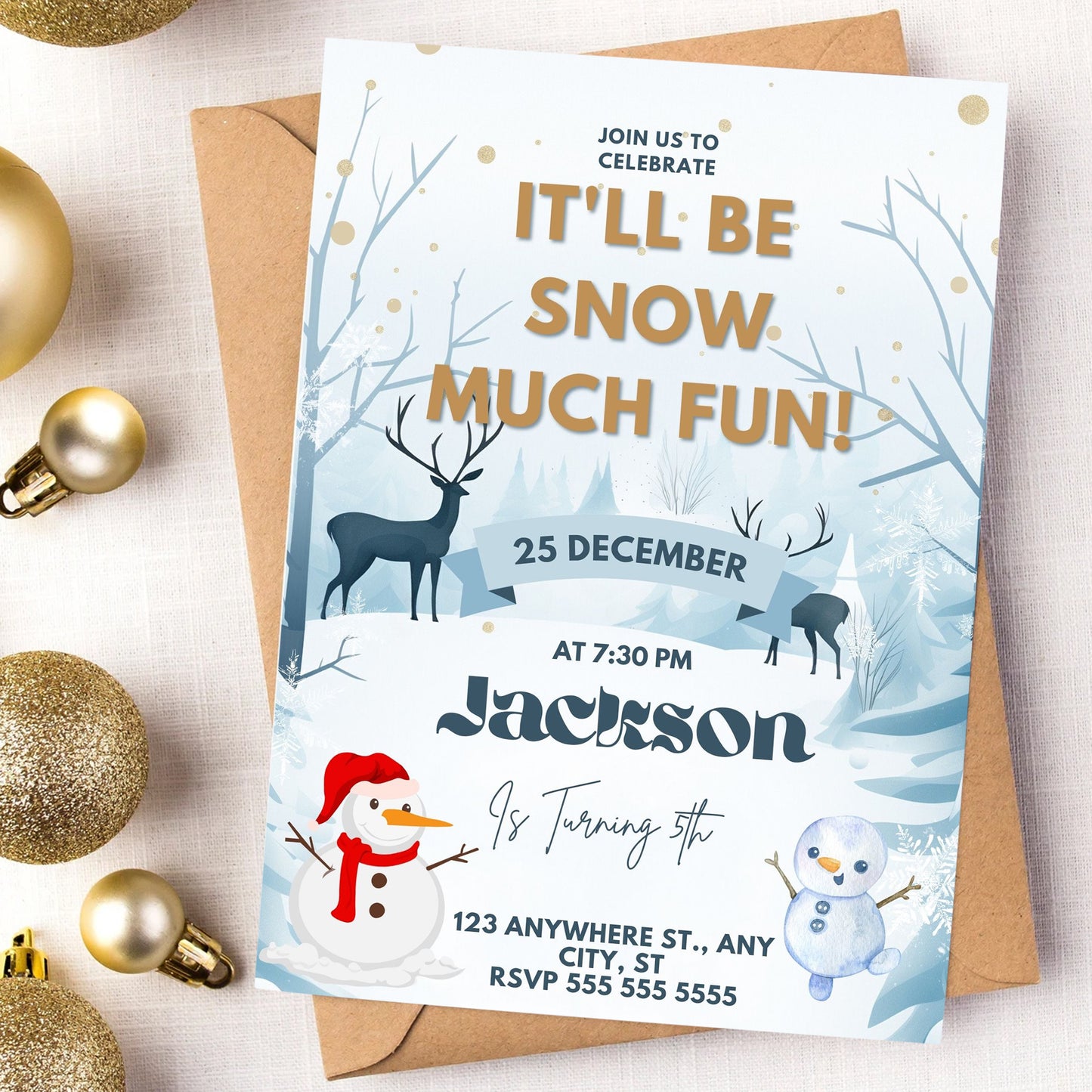 Snow Much Fun Birthday Invitation Template | Snowman Birthday Invite - CreativeRino