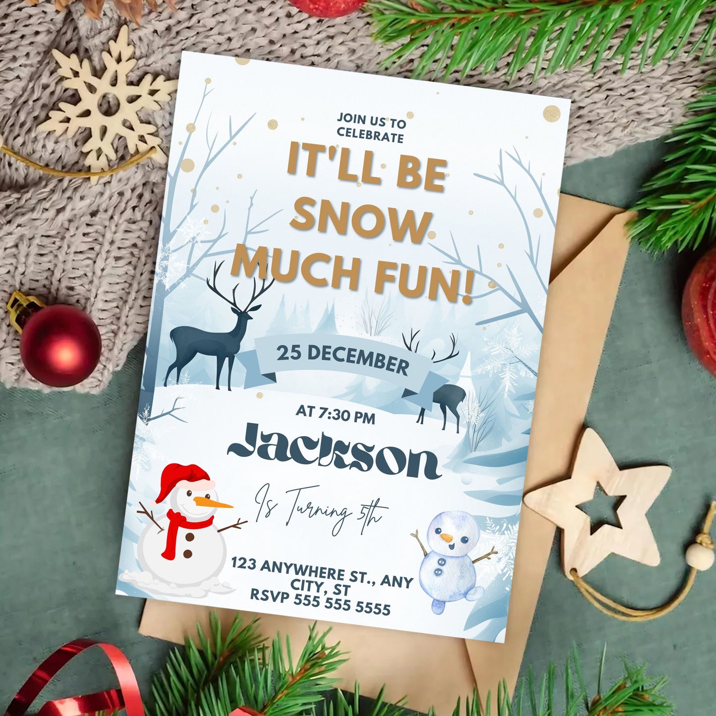 Snow Much Fun Birthday Invitation Template | Snowman Birthday Invite - CreativeRino