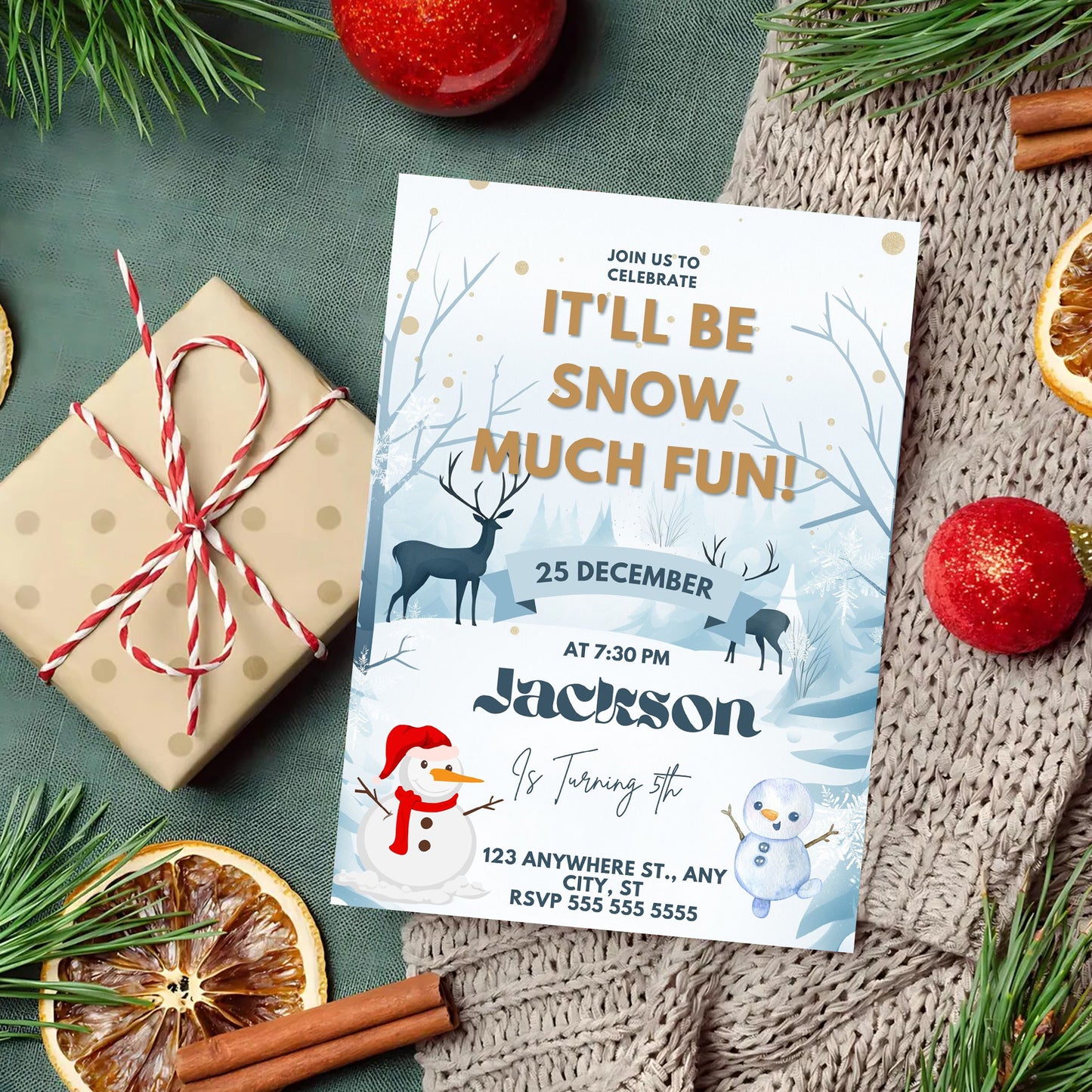 Snow Much Fun Birthday Invitation Template | Snowman Birthday Invite - CreativeRino