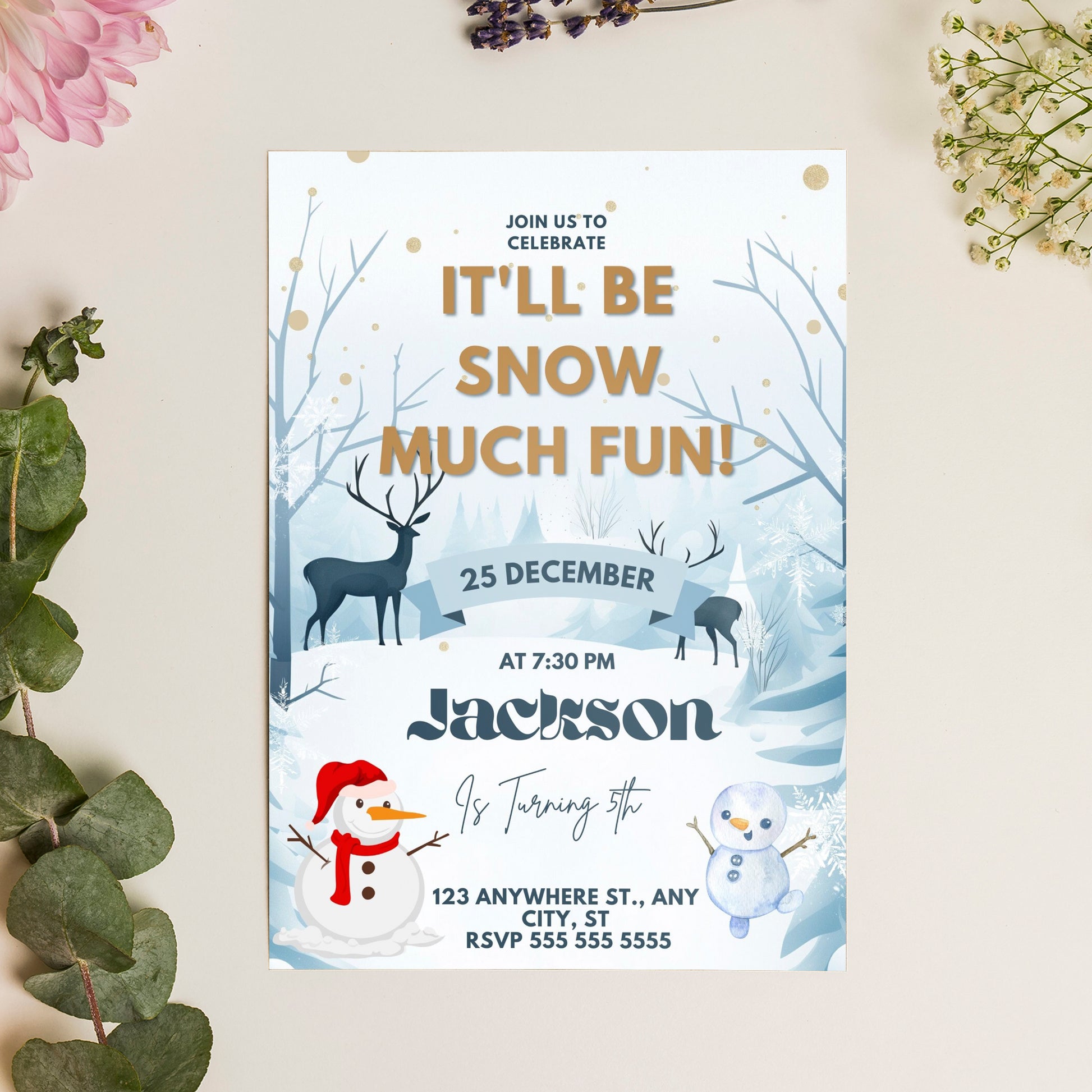 Snow Much Fun Birthday Invitation Template | Snowman Birthday Invite - CreativeRino