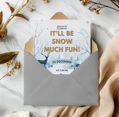 Snow Much Fun Birthday Invitation Template | Snowman Birthday Invite - CreativeRino
