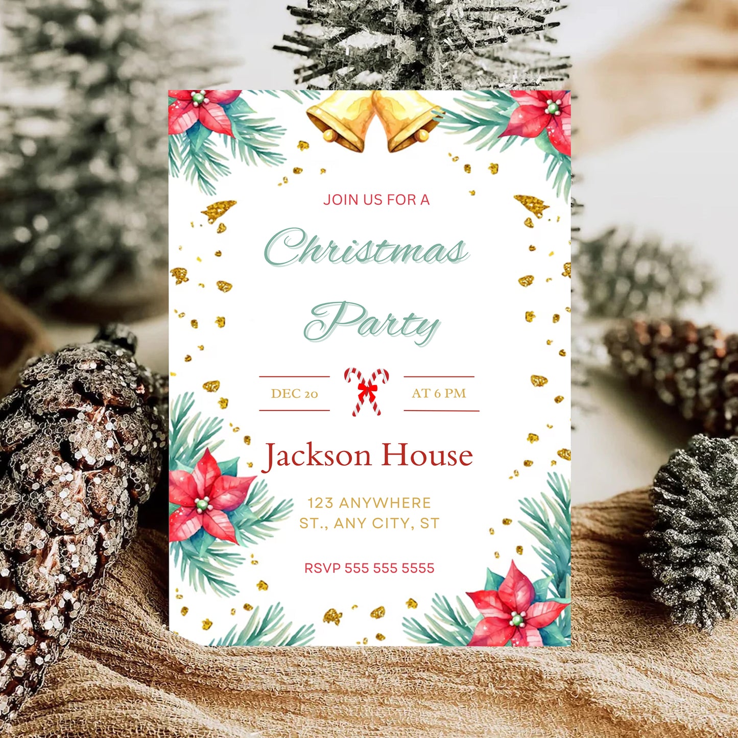 Christmas Party Invitation Template | Christmas Holiday Party Invite - CreativeRino
