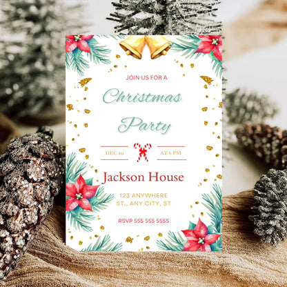 Christmas Party Invitation Template | Christmas Holiday Party Invite - CreativeRino