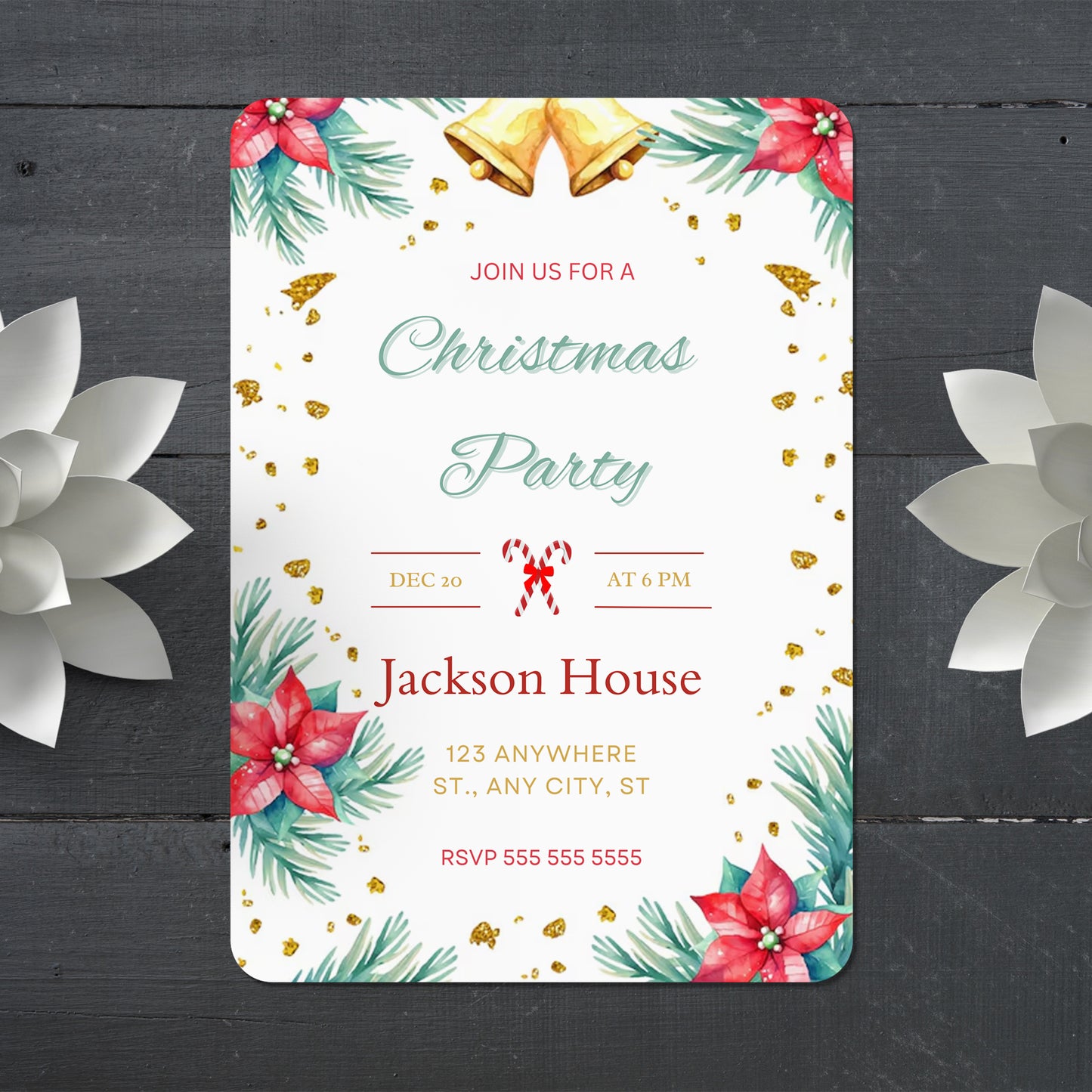 Christmas Party Invitation Template | Christmas Holiday Party Invite - CreativeRino