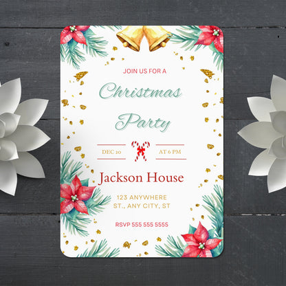 Christmas Party Invitation Template | Christmas Holiday Party Invite - CreativeRino