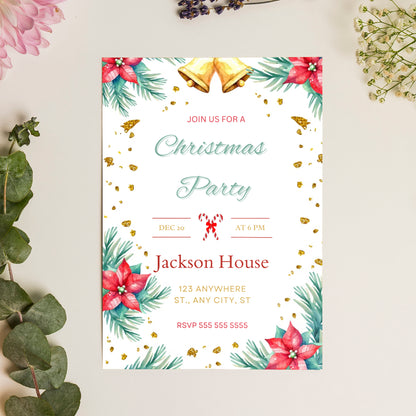Christmas Party Invitation Template | Christmas Holiday Party Invite - CreativeRino