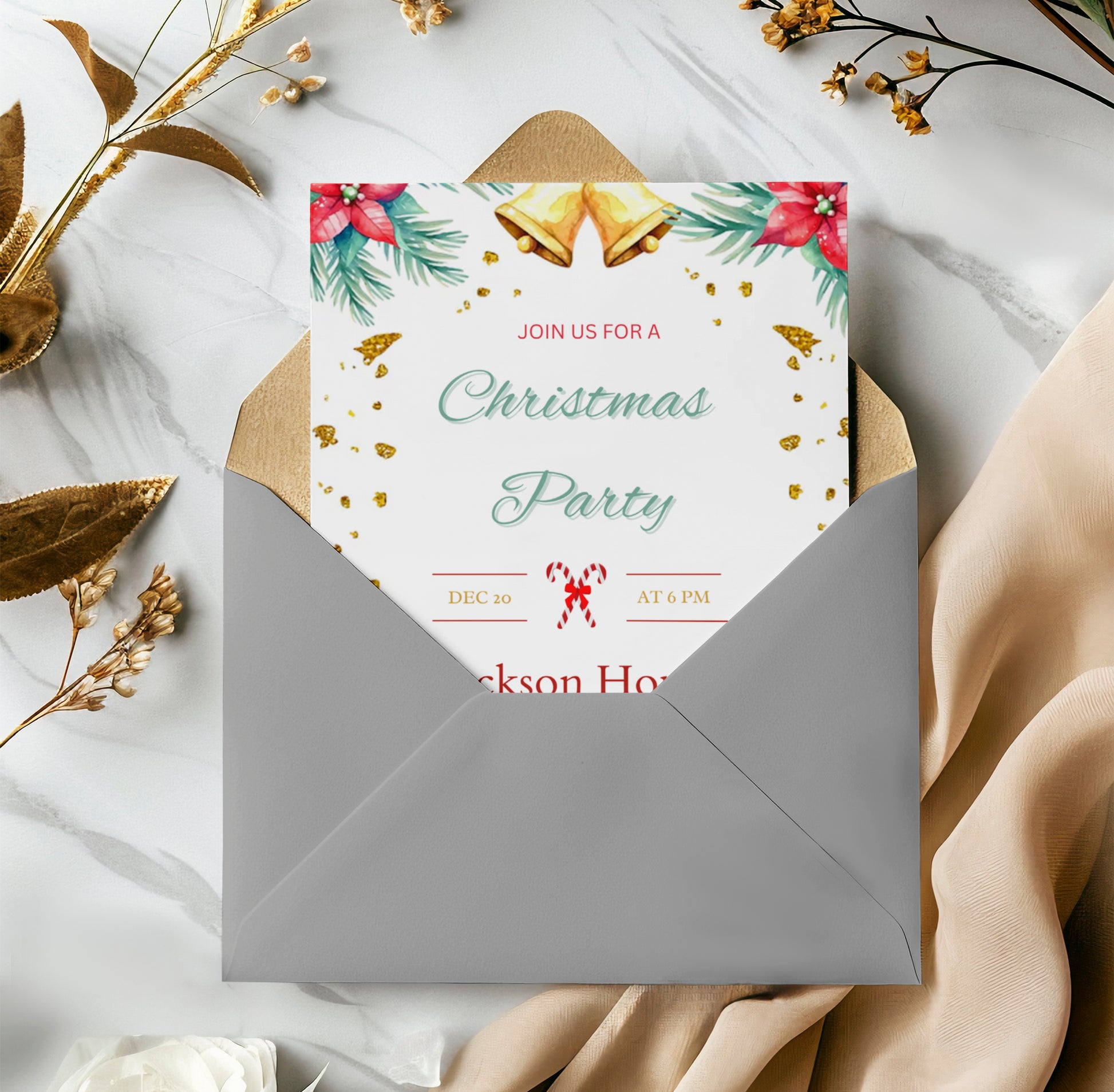 Christmas Party Invitation Template | Christmas Holiday Party Invite - CreativeRino