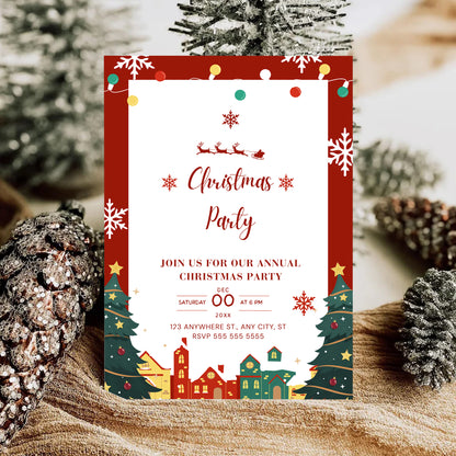 Christmas Party Invitation Template | Christmas Holiday Party Invite - CreativeRino