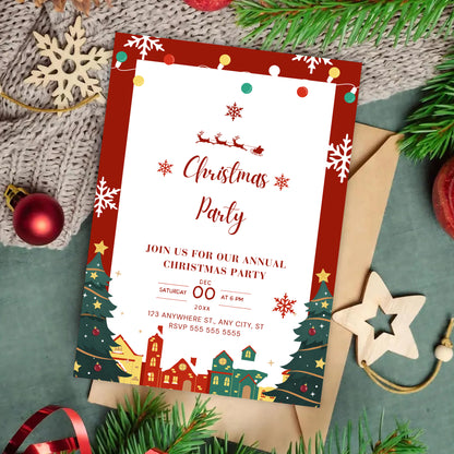 Christmas Party Invitation Template | Christmas Holiday Party Invite - CreativeRino