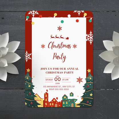 Christmas Party Invitation Template | Christmas Holiday Party Invite - CreativeRino