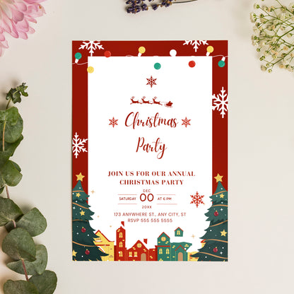 Christmas Party Invitation Template | Christmas Holiday Party Invite - CreativeRino