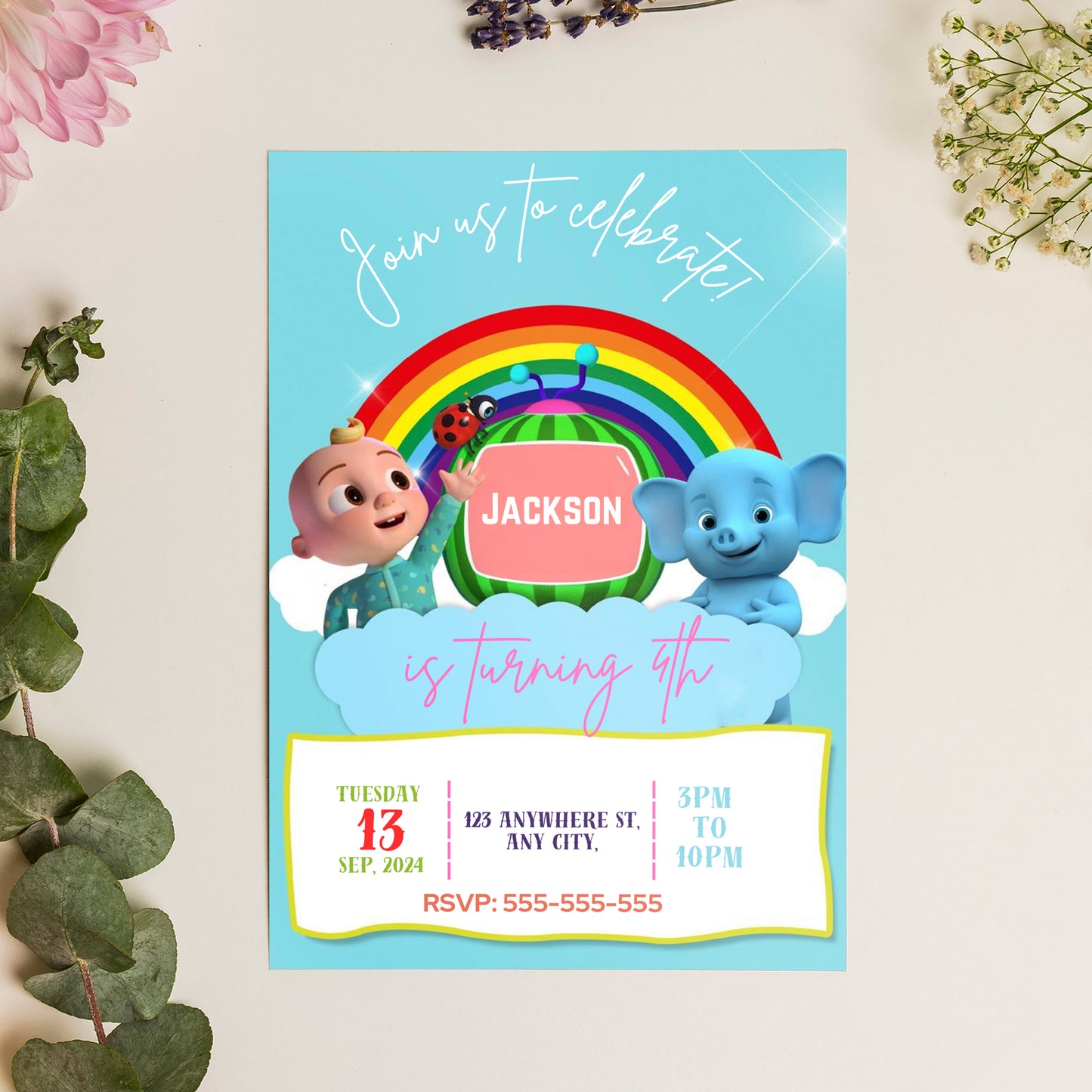 Cocomelon Birthday Invitation Template