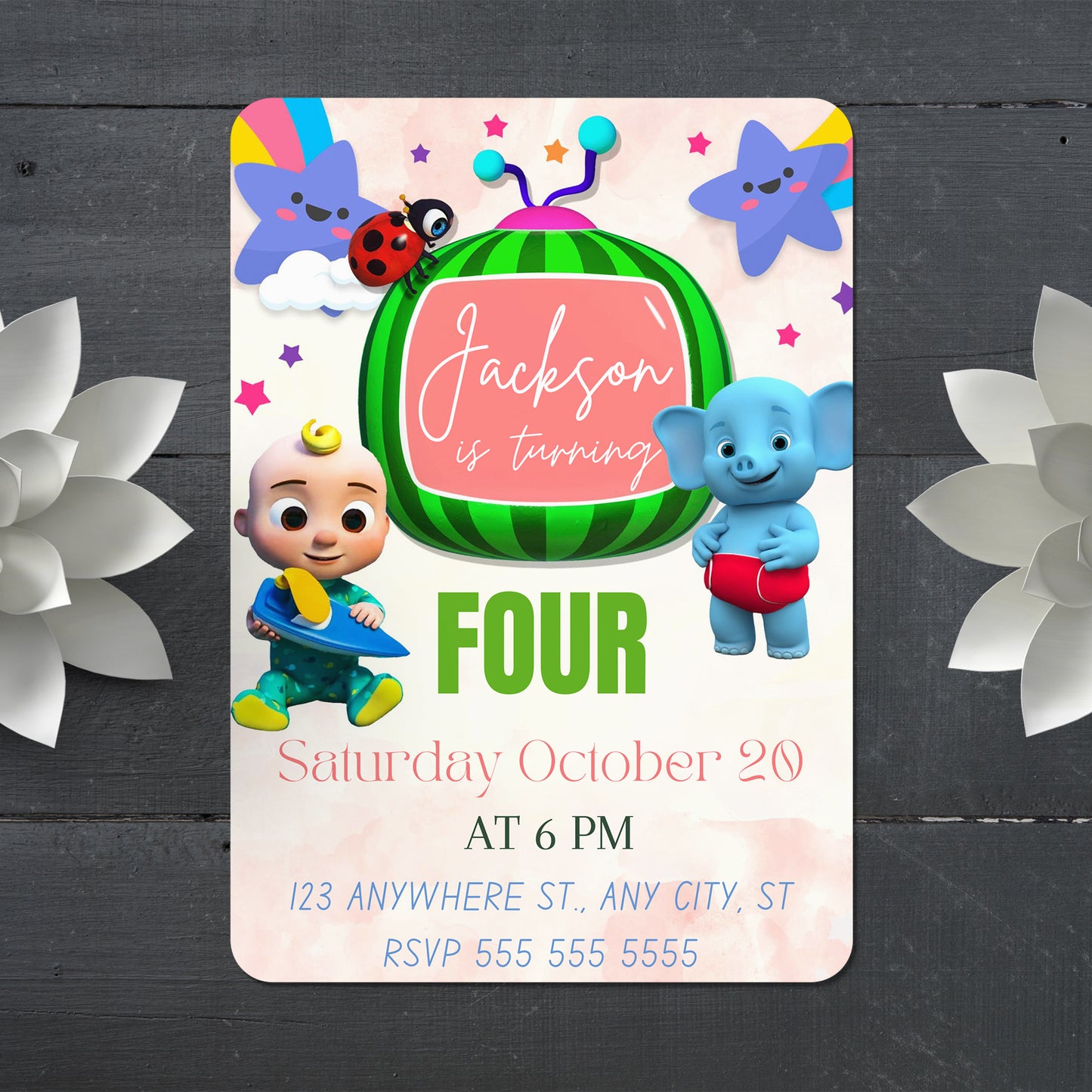 Cocomelon Birthday Invitation Template