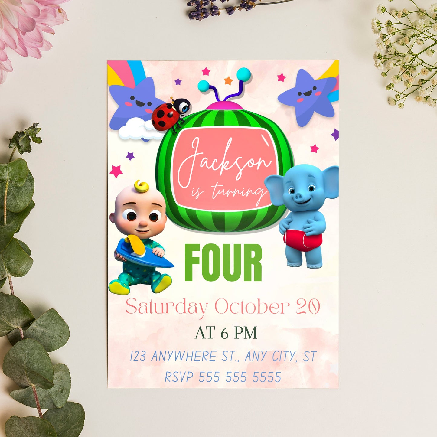 Cocomelon Birthday Invitation Template