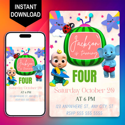 Cocomelon Birthday Invitation Template - CreativeRino