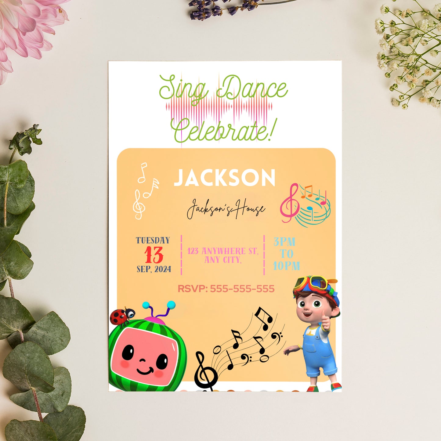 Cocomelon Birthday Invitation Template