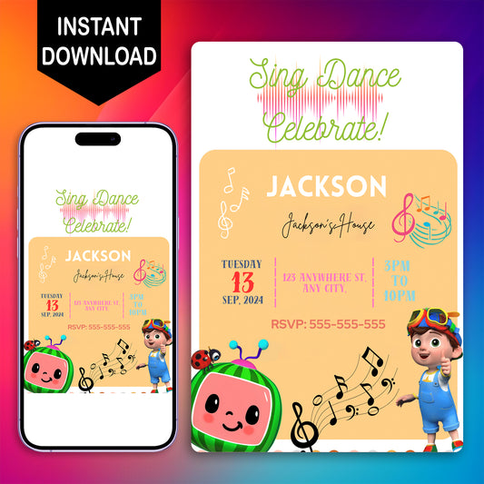 Cocomelon Birthday Invitation Template