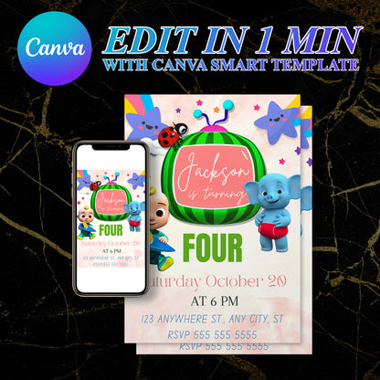 Cocomelon Birthday Invitation Template - CreativeRino