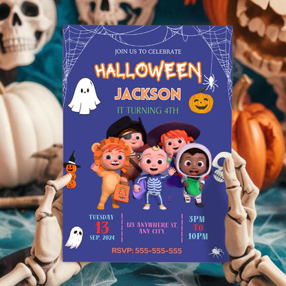 Cocomelon Halloween Birthday Invitation Template - CreativeRino