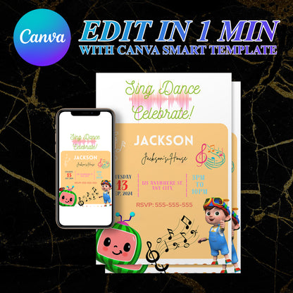 Cocomelon Birthday Invitation Template - CreativeRino