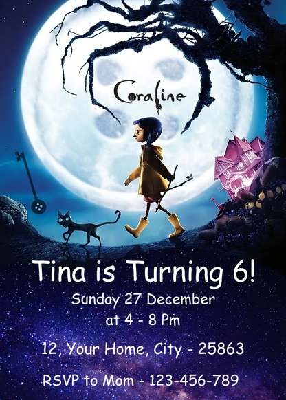 Coraline Birthday Invitation Template - CreativeRino