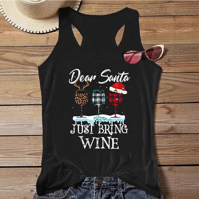 Women's Christmas Print Tank Top | Festive Racerback/Flowy Sleeveless Shirt | Tropical Holiday or Workout Top eprolo