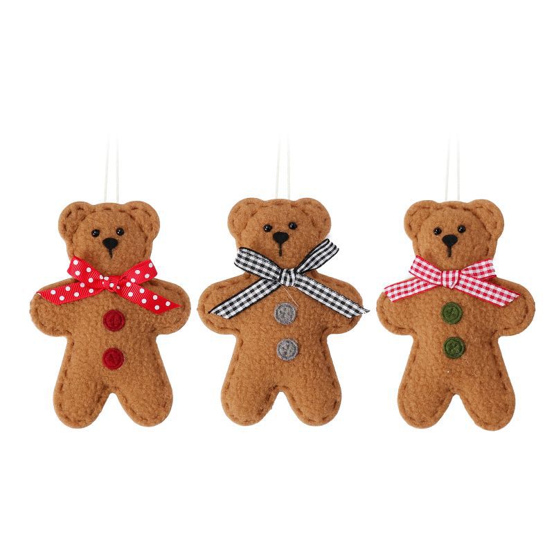 Cartoon Biscuit Bear Christmas Pendant Set | Small Ornament Collection for Tree & Party Decor | Holiday Supplies eprolo