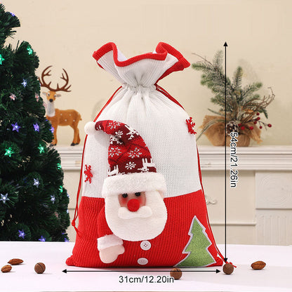 Large Drawstring Christmas Gift Bag | Cartoon Snowman & Santa Candy Pouch Bundle eprolo