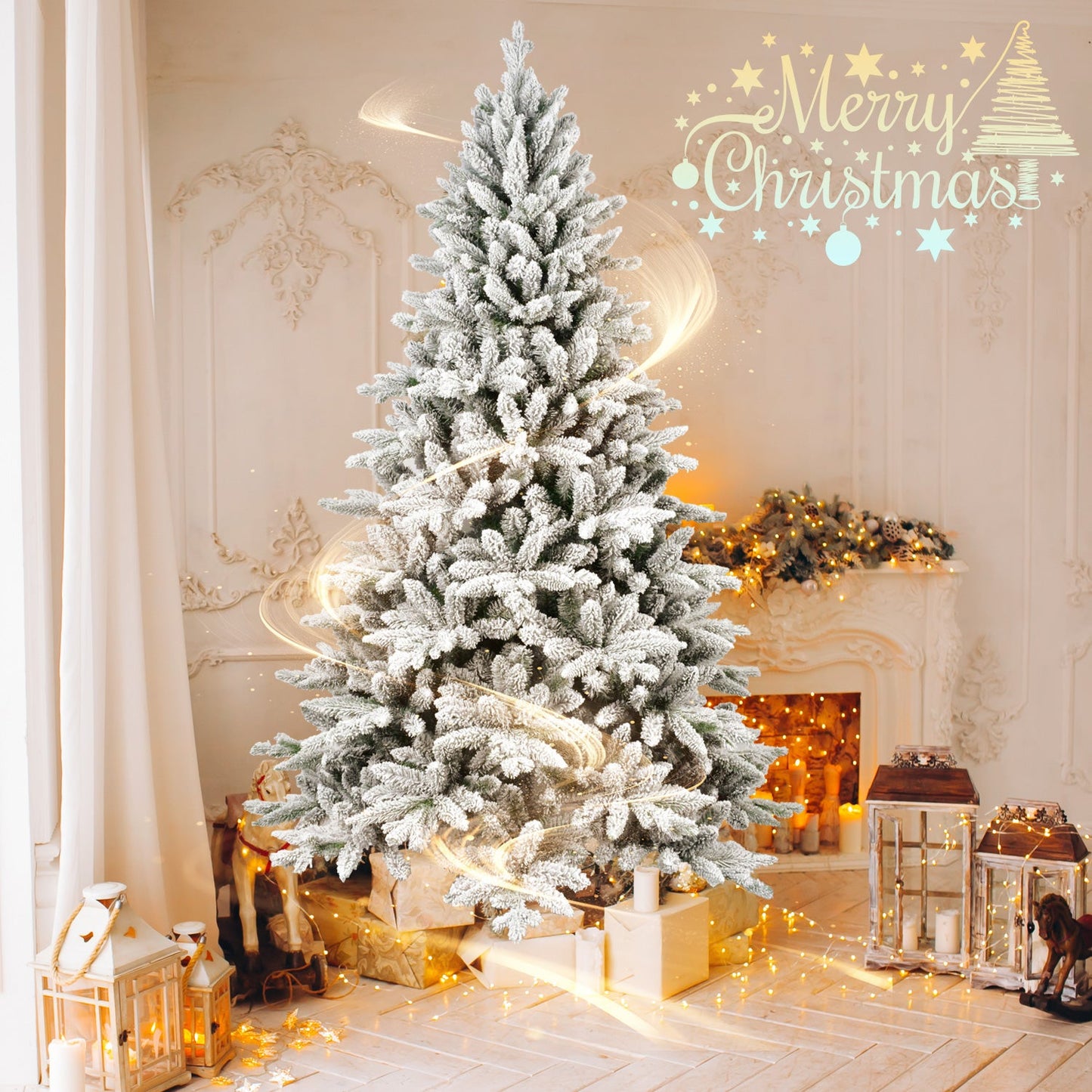 5FT Snow Flocked Artificial Christmas Tree | Realistic PE & PVC Blend for Cozy Decor eprolo