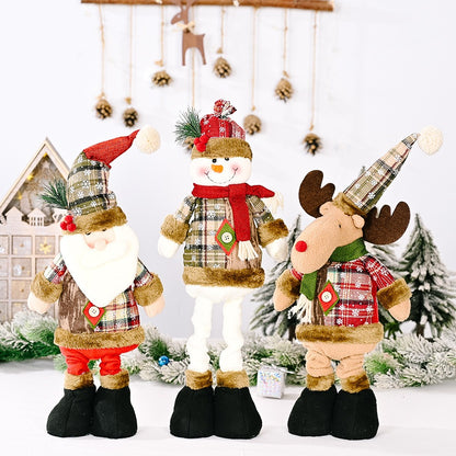 Adjustable Telescopic Christmas Doll | Plush Santa Claus & Snowman Standing Ornament Decor