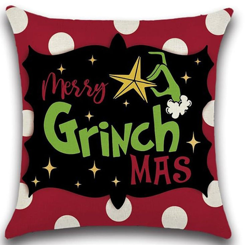 'Merry Grinchmas' Greentown Christmas Pillow Cover | Festive Grinch Sofa Cushion Case & Holiday Home Decor eprolo
