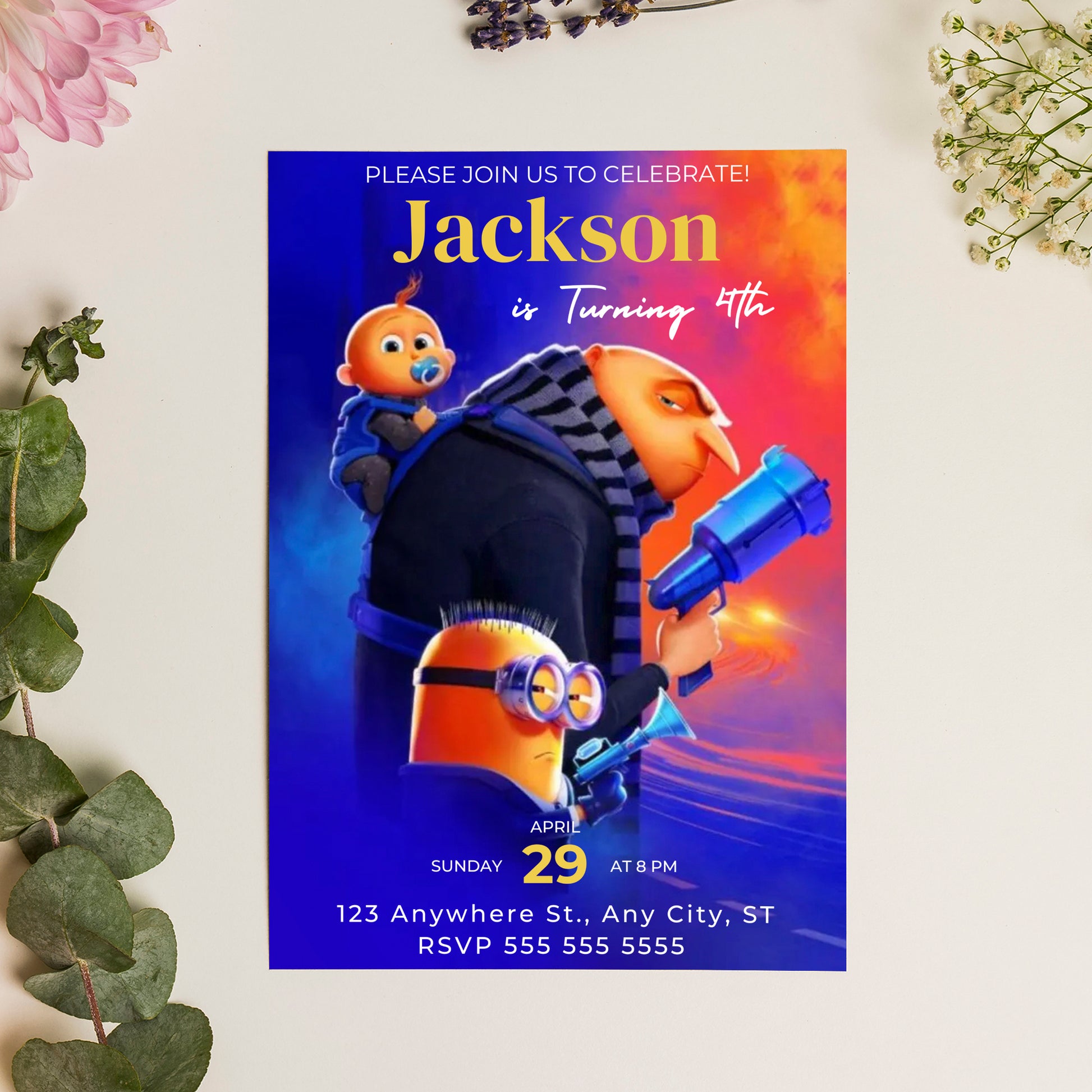 Despicable Me Birthday Invitation Template - CreativeRino
