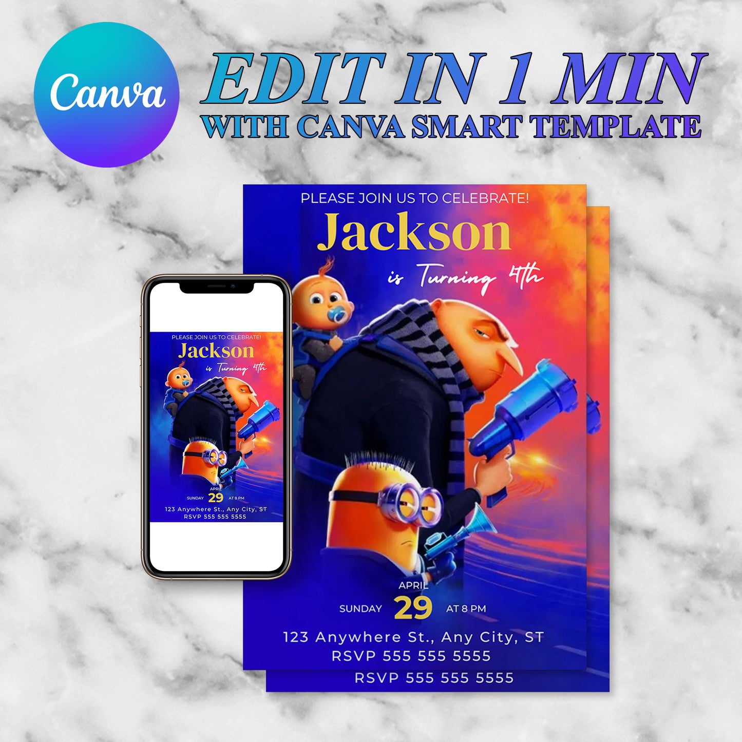 Despicable Me Birthday Invitation Template - CreativeRino