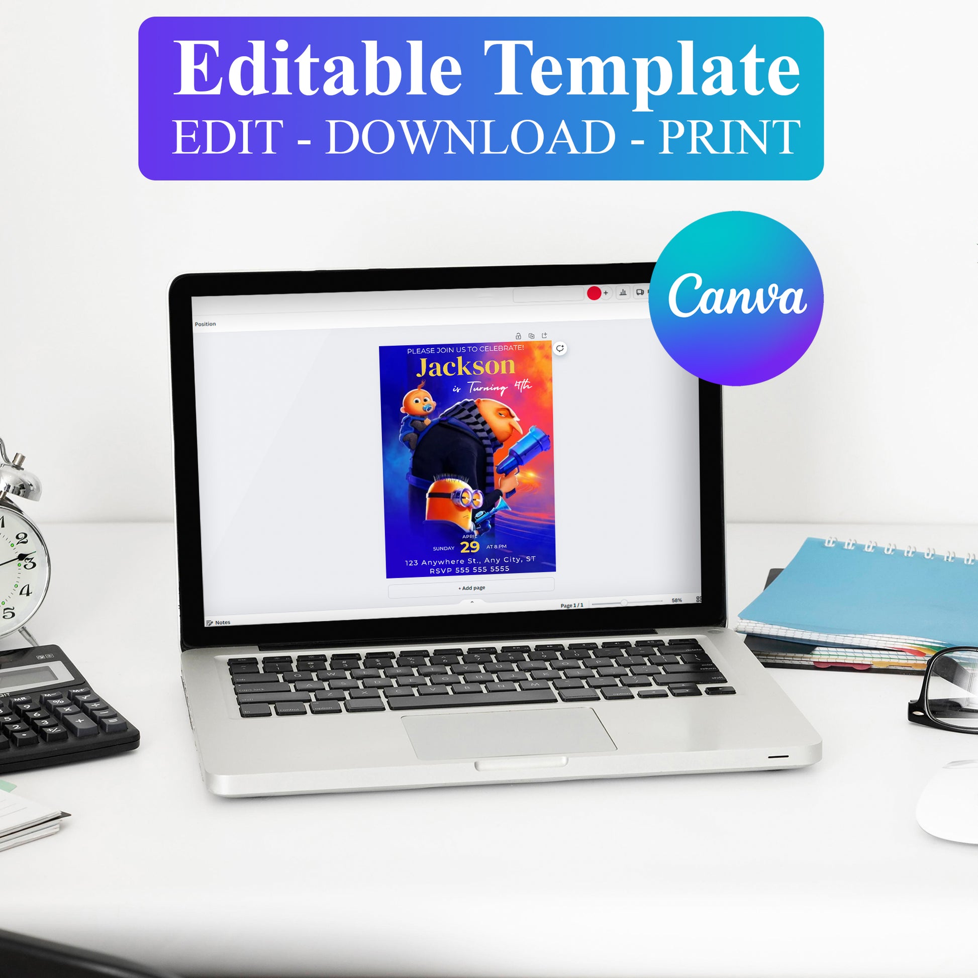 Despicable Me Birthday Invitation Template - CreativeRino