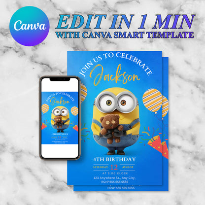 Despicable Me Birthday Invitation Template - CreativeRino